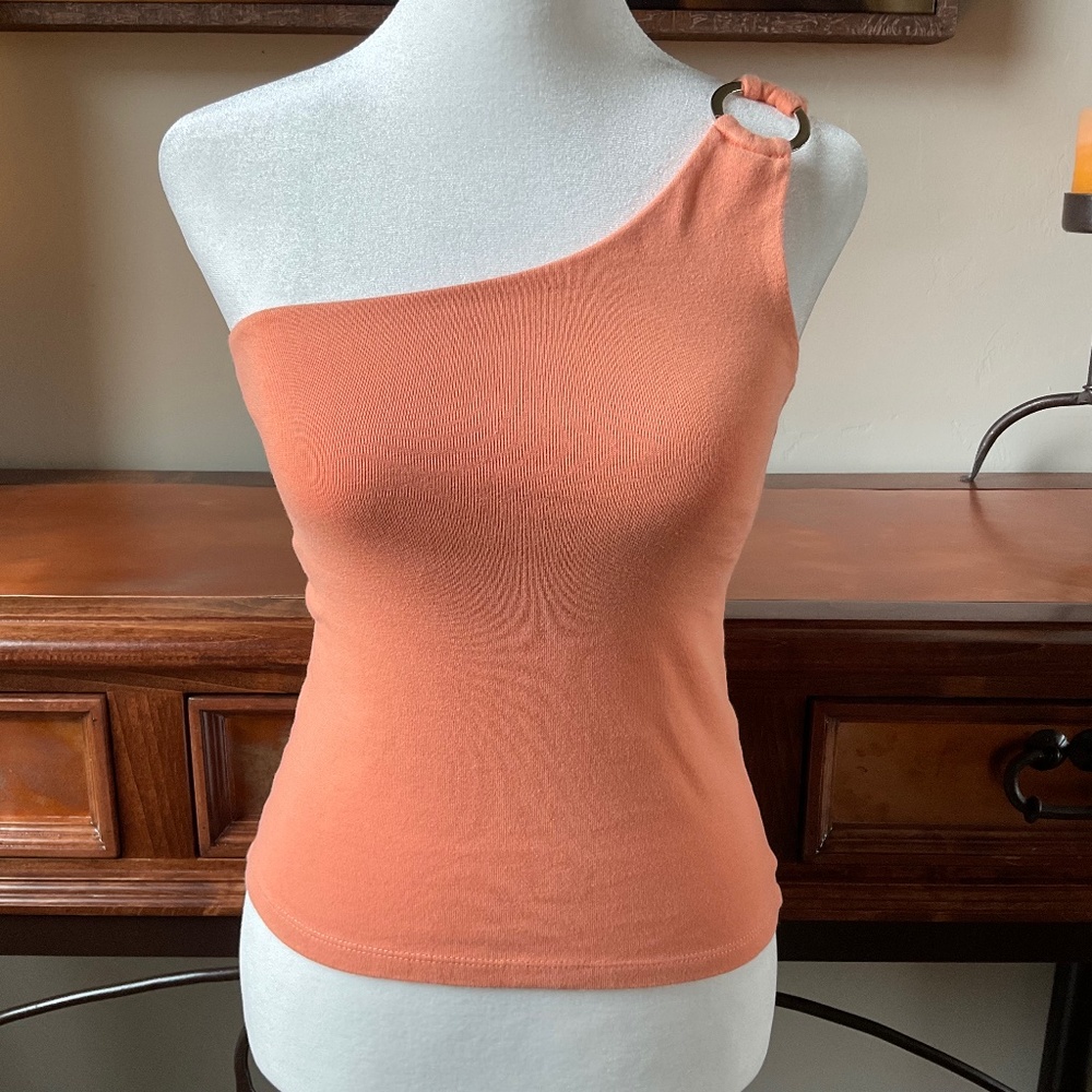 New York & Company One-Shoulder Cami. Orange. Size XS - Picture 1 of 8